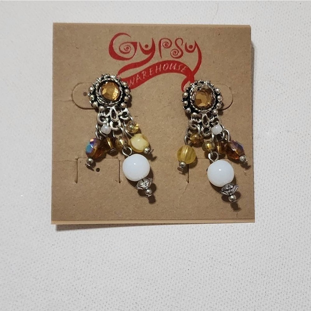 TRESKA White Silver beaded dangle earrings new!!!